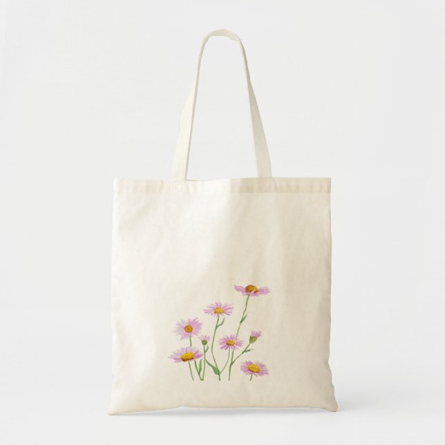 little purple daisy watercolor tote bag (Front)