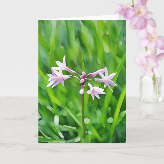Little Purple Flowers Floral Art Note Card (Orchid)