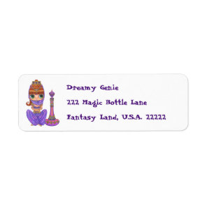 Little Purple Genie Belly Dancer Big Eyes Cute Label