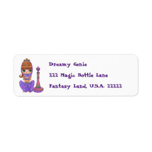 Little Purple Genie Belly Dancer Big Eyes Cute Label