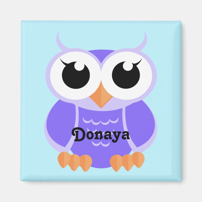 "Little Purple Owl" - personalized Magnet (Front)