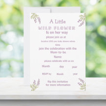 Little purple wildflower baby shower Invitation