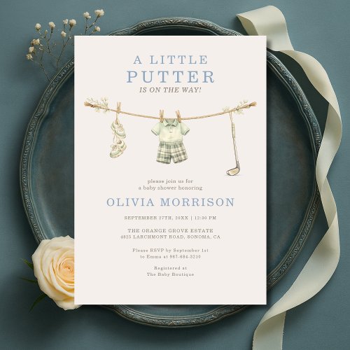 Golf Clothesline baby shower invitation