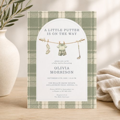 Golf Rustic baby shower invitation