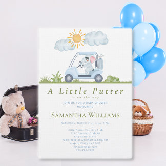 Little Putter Golfer Watercolor Golf Baby Shower Invitation