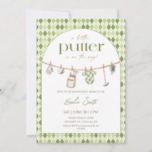 Little Putter is on the way Golf baby shower Invitation
