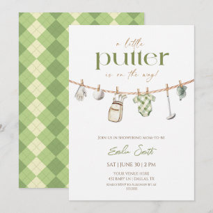 Little Putter is on the way Golf baby shower Invitation