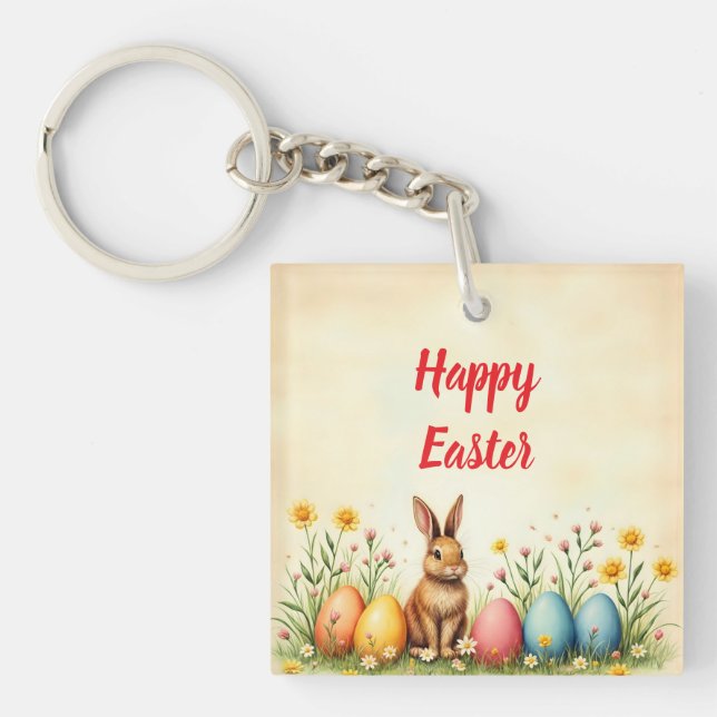 Little Rabbit And Easter Eggs Popular Collection Keychain (Front)