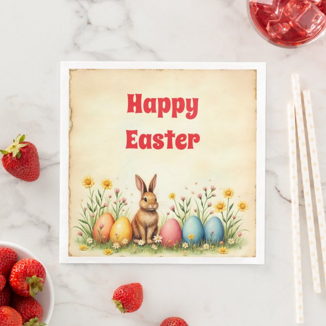 Little Rabbit And Easter Eggs Popular Collection Paper Dinner Napkins (Insitu)