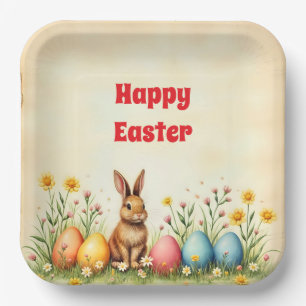 Little Rabbit And Easter Eggs Popular Collection Paper Plates