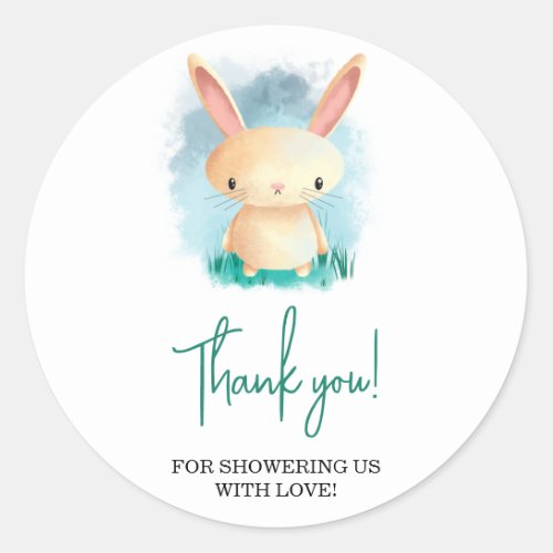 Little Rabbit baby shower thank you Classic Round Sticker