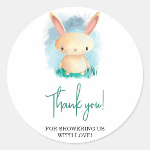 Little Rabbit baby shower thank you Classic Round Sticker