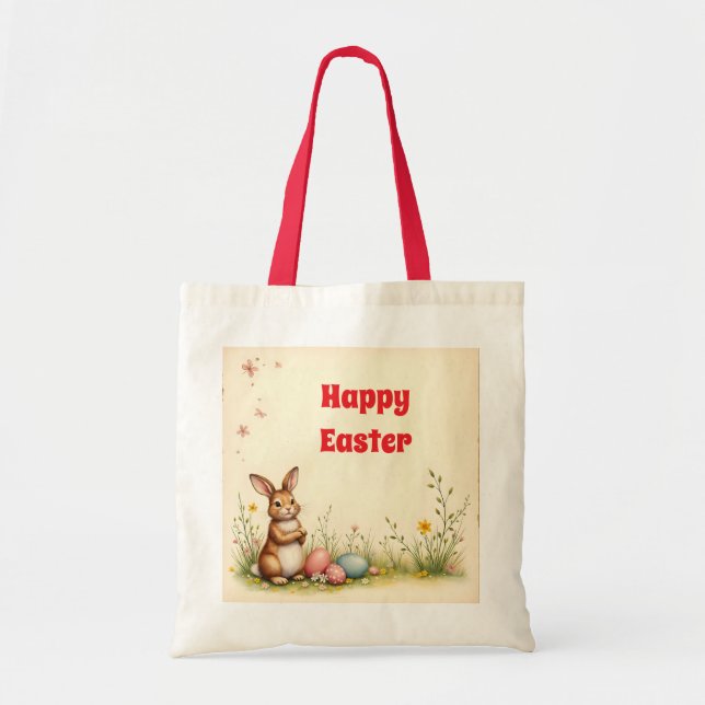 Little Rabbit Easter Vintage Popular Collection Tote Bag (Front)
