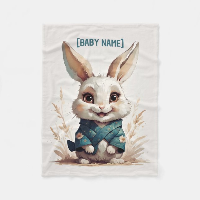 Little Rabbit Personalized Fleece Blanket (Front)