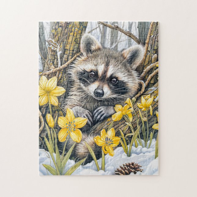 Little Raccoon Among Spring Oaks Jigsaw Puzzle (Vertical)