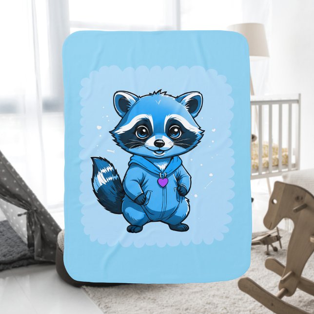 Little Raccoon In Blue Baby Blanket (Creator Uploaded)