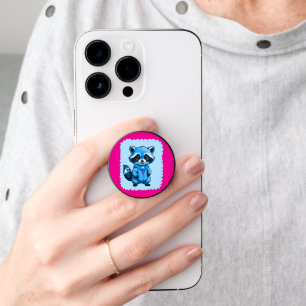 Little Raccoon In Blue Magnet PopSocket