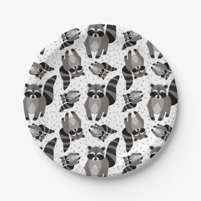 Little Raccoon Rascal is Coming To Dinner Paper Plates (Front)