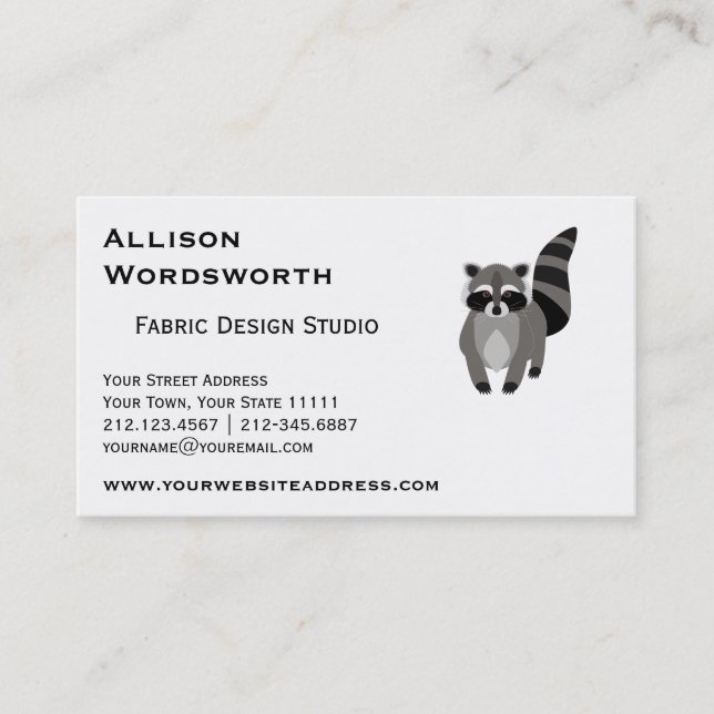 Little Raccoon Rascal Personalized Business Card (Front)