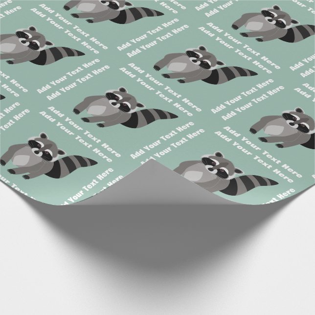 Little Raccoon Rascal Personalized Custom Color Wrapping Paper (Corner)