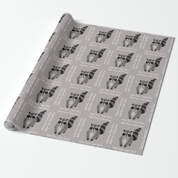 Little Raccoon Rascal Personalized Custom Color Wrapping Paper by DoodleDeDoo at Zazzle