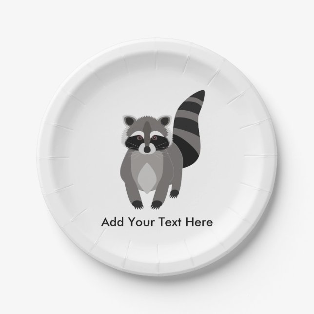 Little Raccoon Rascal Personalized Paper Plates (Front)