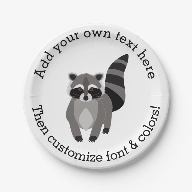 Little Raccoon Rascal Personalized Paper Plates (Front)