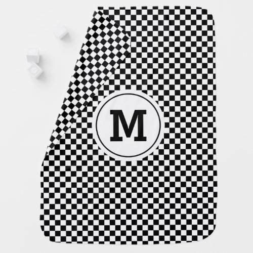 Little Racer Checkered Flag Custom Monogram Swaddle Blanket