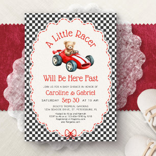 Little Racer Race Car Baby Shower Invitation