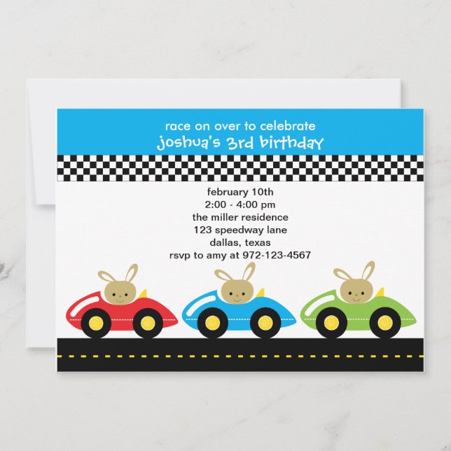 Little Racers Invitations (Front)