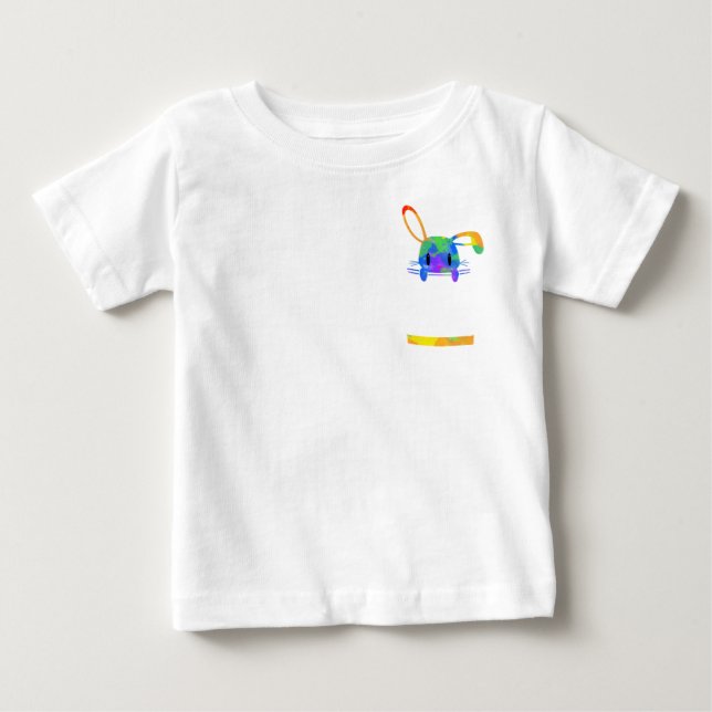 Little Rainbow Pocket Bunny Baby T-Shirt (Front)