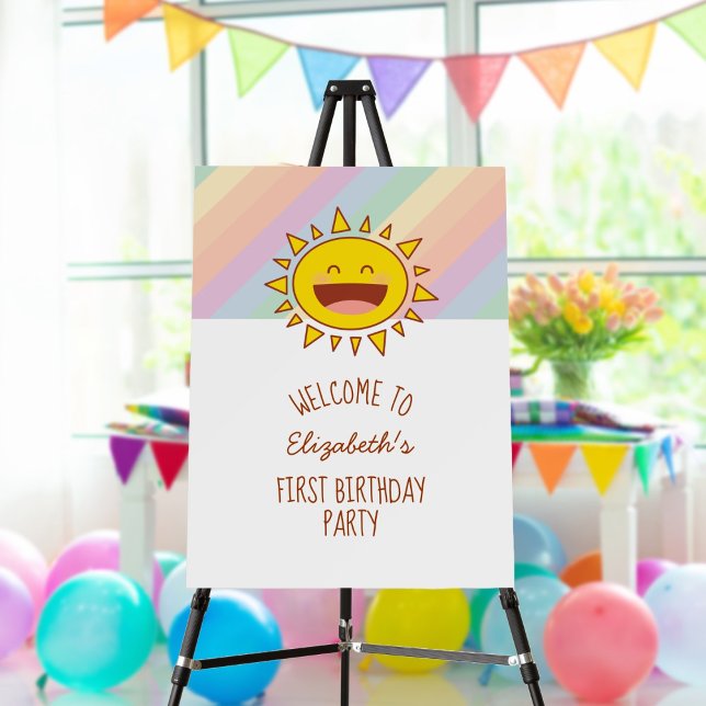 Little Rainbow Sunshine Happy 1st Birthday Welcome Foam Board (Creator Uploaded)