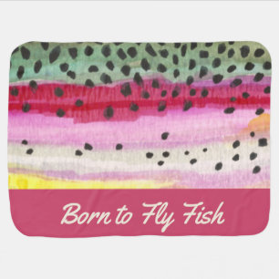 Little Rainbow Trout Angler "Born to Fly Fish" Receiving Blanket