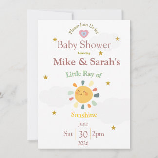 Little Ray of Sonshine Boho Baby Shower Invitation