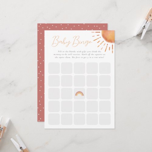 Little Ray of Sunshine Baby Bingo Game Invitation