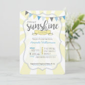 Little Ray of Sunshine Baby Boy Shower Invitation (Standing Front)