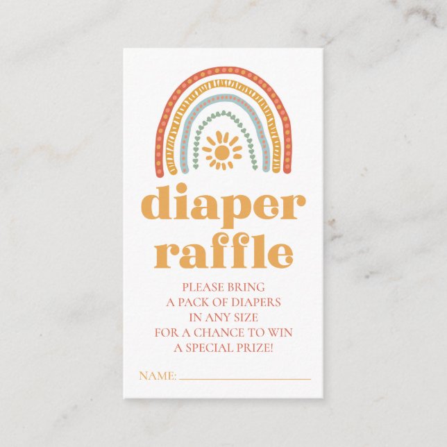 Little Ray of Sunshine Baby Diaper Raffle Card (Front)