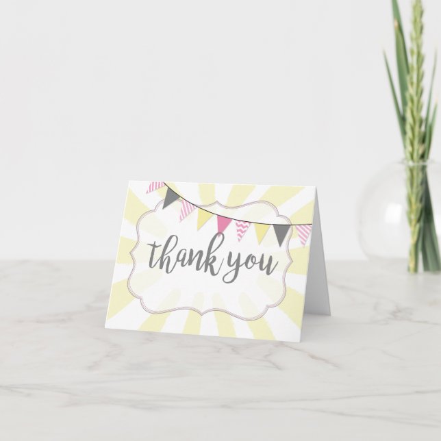 Little Ray of Sunshine Baby Girl Thank You Card (Front)