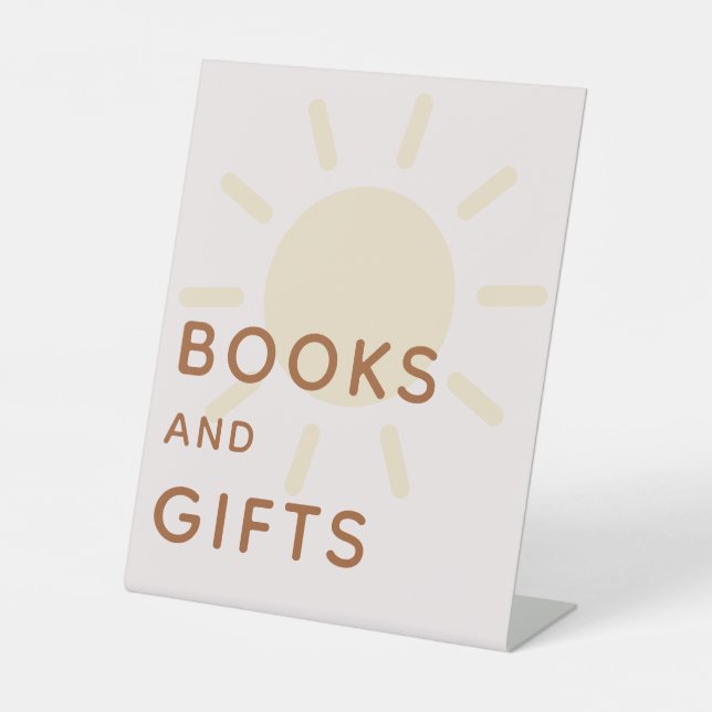 Little Ray of Sunshine Baby Shower Books and Gifts Pedestal Sign (Front)