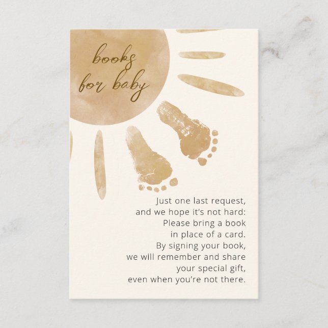 Little Ray of Sunshine Baby Shower Books for Baby Enclosure Card (Front)