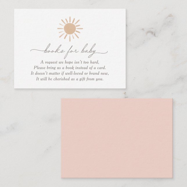 Little Ray of Sunshine Baby Shower Books for Baby Enclosure Card (Front/Back)