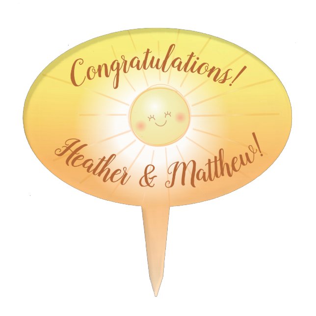 Little Ray of Sunshine Baby Shower Cake Topper (Front)