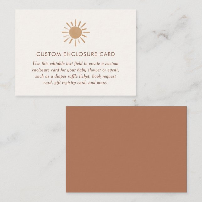 Little Ray of Sunshine Baby Shower Custom Enclosure Card (Front/Back)