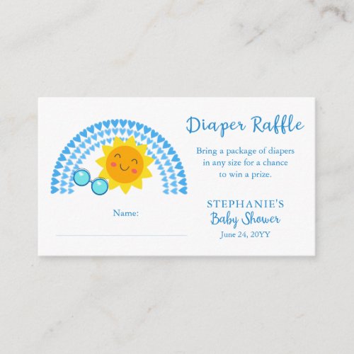 Little Ray of Sunshine Baby Shower Diaper Raffle   Enclosure Card