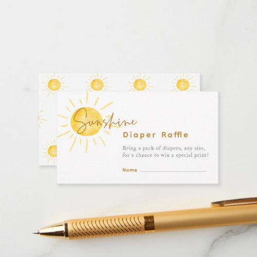 Little Ray of Sunshine Baby Shower Diaper Raffle Enclosure Card