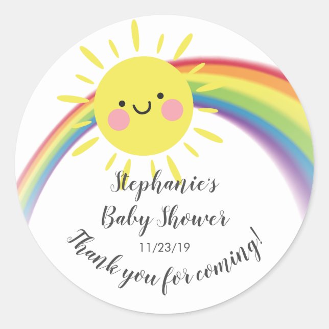 Little Ray of Sunshine Baby Shower Favor Sticker (Front)