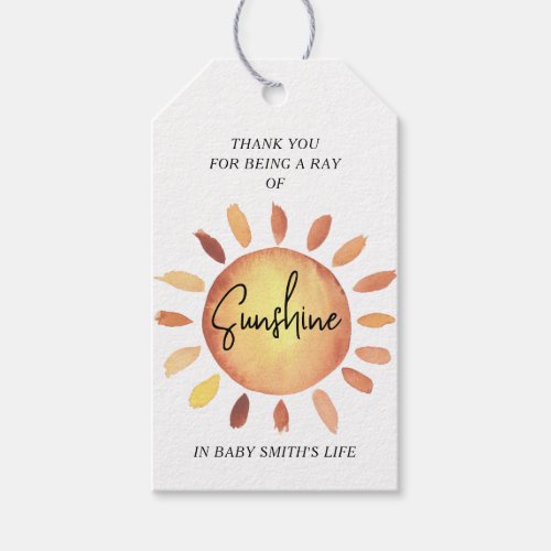 Little ray of Sunshine baby shower Gift Tags