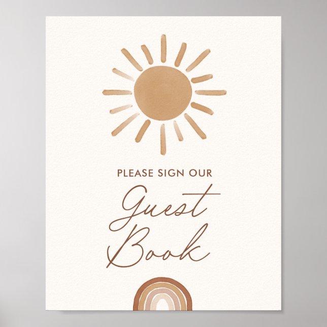 Little Ray of Sunshine Baby Shower Guest Book Sign (Front)