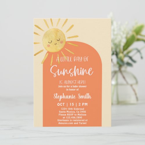 Little Ray of Sunshine Baby Shower Invitation