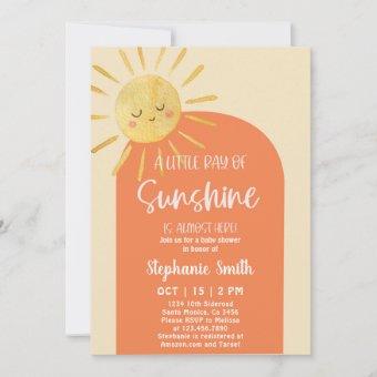 Little Ray of Sunshine Baby Shower Invitation | Zazzle